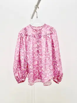 Модная роскошная блузка Fyion 2023, лето-весна, Новый дизайн, Женская Свободная блузка с цветочным принтом Высокого качества и длинными рукавами